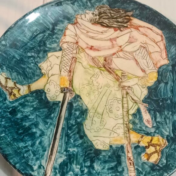 Young Samurai Hand Painted Plate - Vintage 1979 Signed- Artist L.P. Cole - Picture 13 of 15